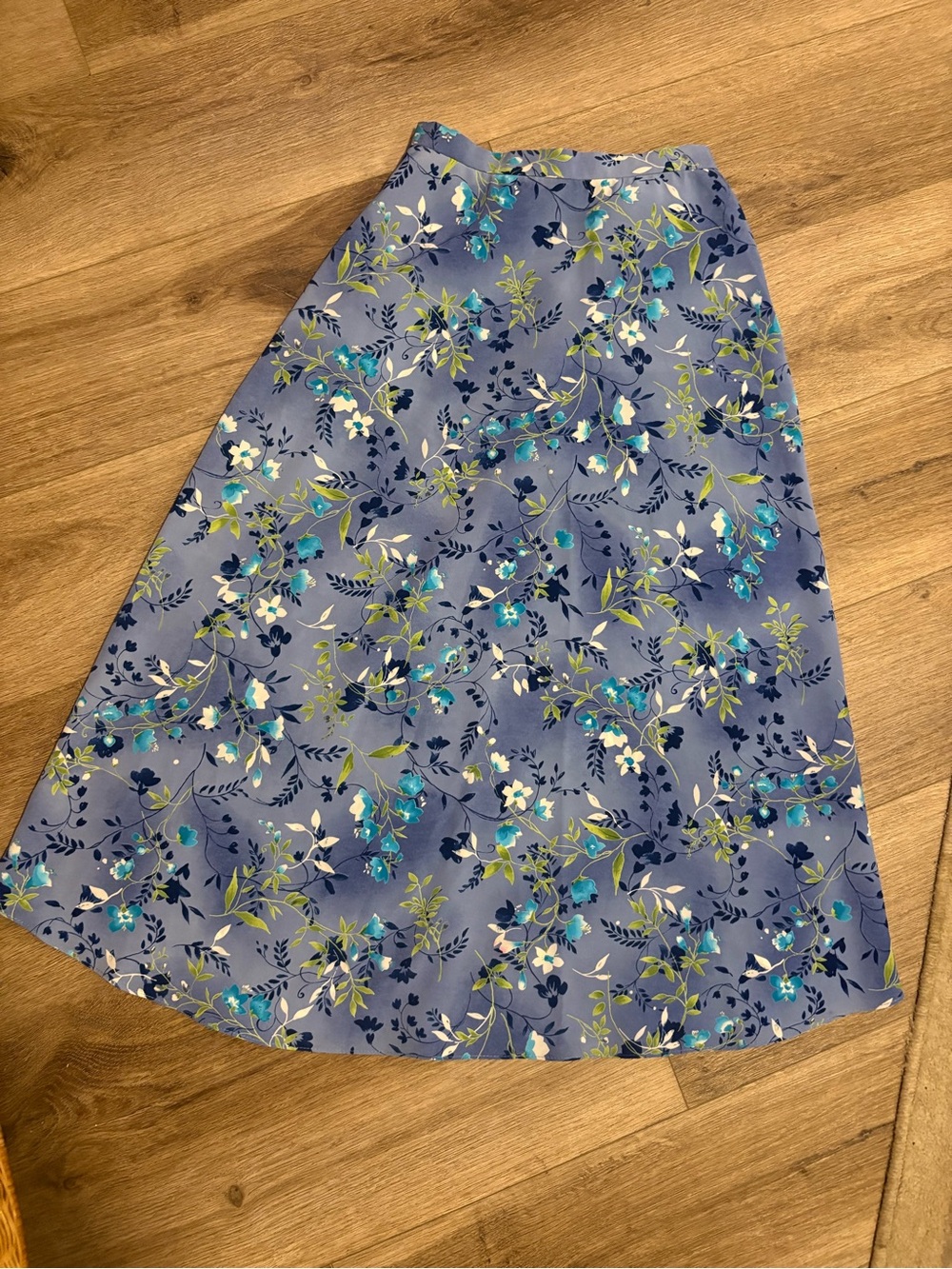 American Vintage Floral A-Line Midi Skirt in Lavender Blue